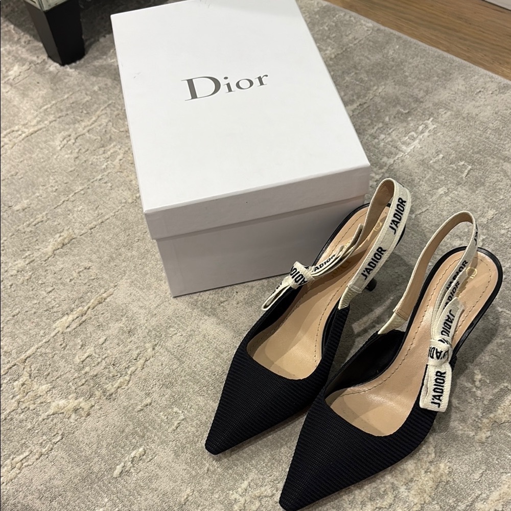 Dior Black Suede Slingback Heels